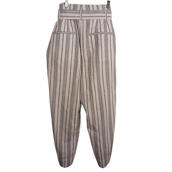 NWT Madewell, Size 14, White Navy Stripe Linen Blend Paper Bag  Crop Pants - Picture 4 of 16